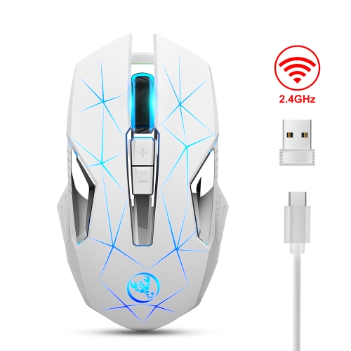 

HXSJ T300 7 Keys 2400DPI 2.4G Colorful Luminous Wireless Mouse(White)