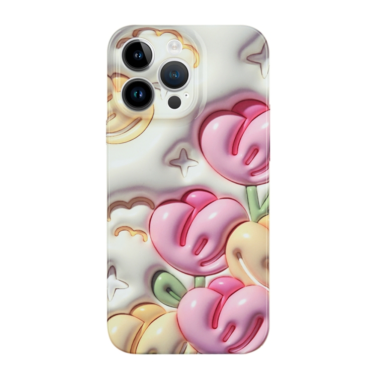 

For iPhone 14 Plus Stereo Vision Pattern PC Phone Case(Tulips)