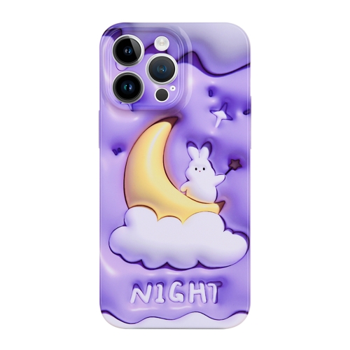 

For iPhone 14 Pro Max Stereo Vision Pattern PC Phone Case(Moon Rabbit)