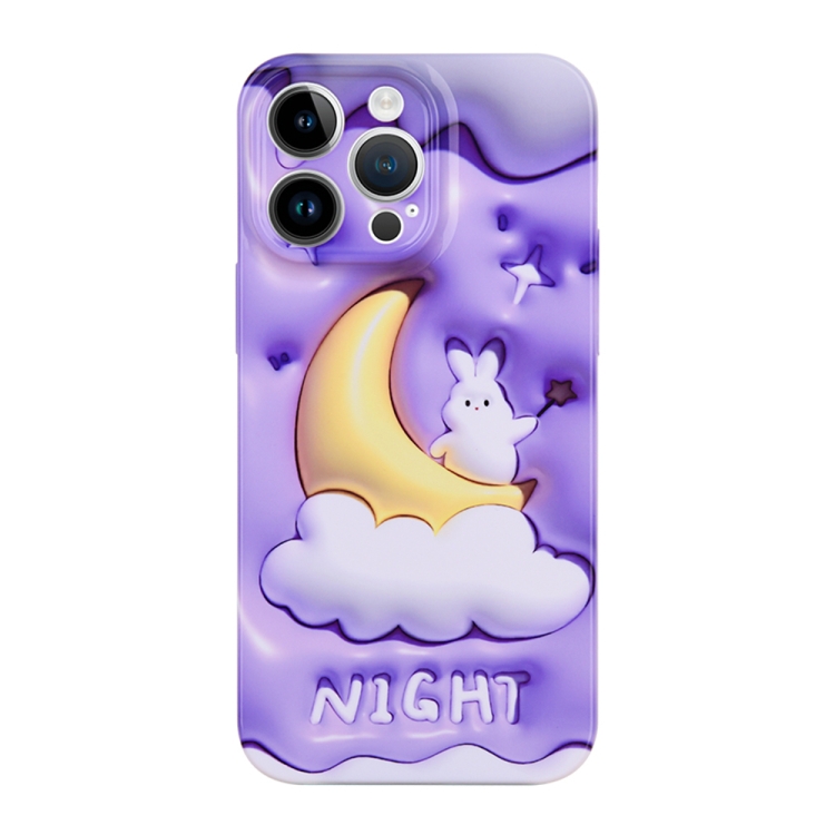 

For iPhone 13 Pro Stereo Vision Pattern PC Phone Case(Moon Rabbit)