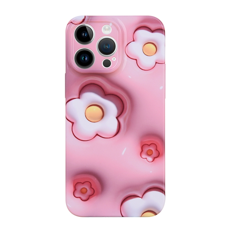 

For iPhone 12 Pro Stereo Vision Pattern PC Phone Case(Pink Blossom)