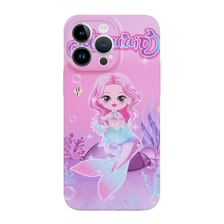 

For iPhone 12 Pro Stereo Vision Pattern PC Phone Case(Pink Mermaid)