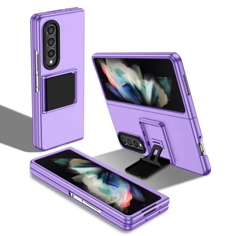 

For Samsung Galaxy Z Fold3 5G Three-dimensional Folding Holder PC Phone Case(Purple)