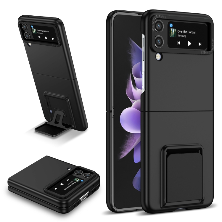 

For Samsung Galaxy Z Flip3 5G Three-dimensional Folding Holder PC Phone Case(Black)