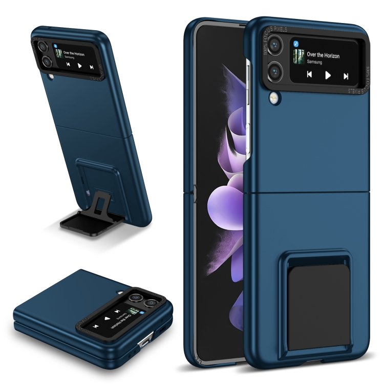 

For Samsung Galaxy Z Flip3 5G Three-dimensional Folding Holder PC Phone Case(Blue)