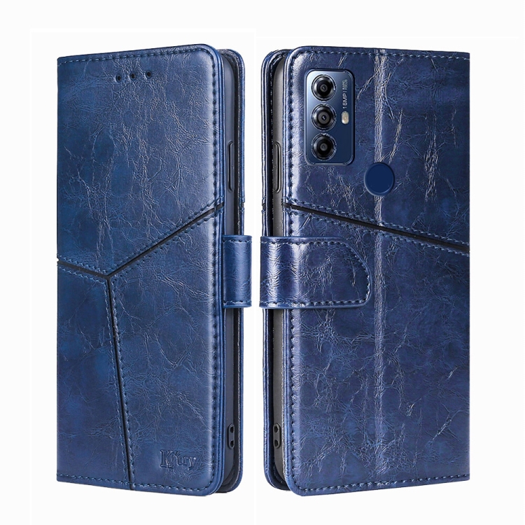 

For Motorola Moto G Play 2023 Geometric Stitching Horizontal Flip Leather Phone Case(Blue)