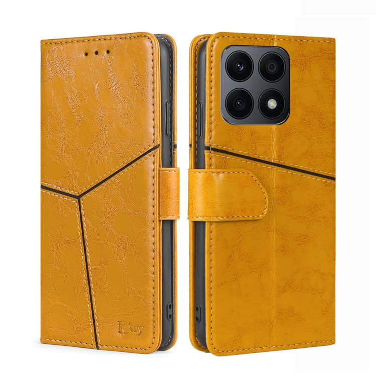 

For Honor X8A Geometric Stitching Horizontal Flip Leather Phone Case(Yellow)
