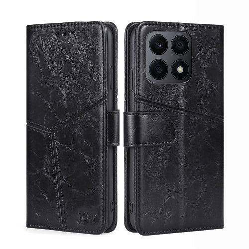 

For Honor X8A Geometric Stitching Horizontal Flip Leather Phone Case(Black)