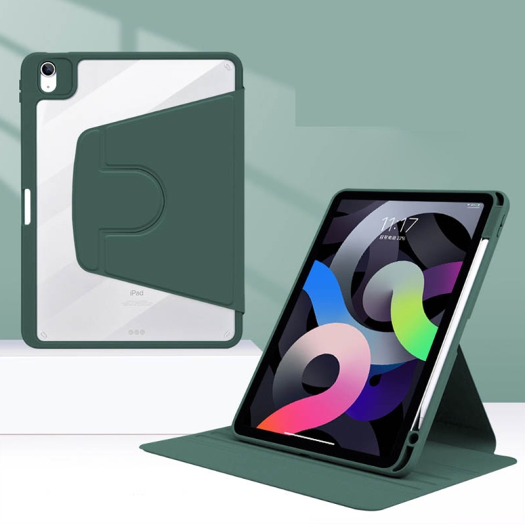 

Acrylic Rotating Leather Tablet Case For iPad 10.2 2021 / 2020 / 2019(Dark Green)