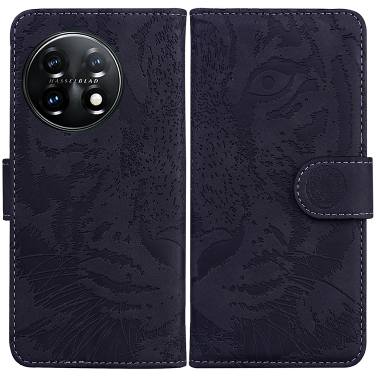 

For OnePlus 11 Tiger Embossing Pattern Leather Phone Case(Black)