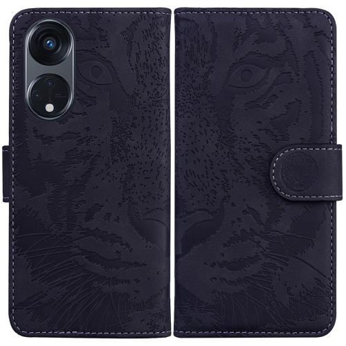 

For OPPO Reno8 T 5G / A1 Pro 5G Tiger Embossing Pattern Leather Phone Case(Black)