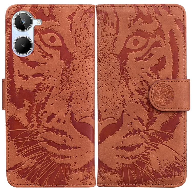 

For Realme 10 4G Tiger Embossing Pattern Leather Phone Case(Brown)