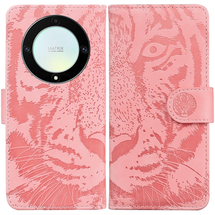 

For Honor X9a Tiger Embossing Pattern Leather Phone Case(Pink)