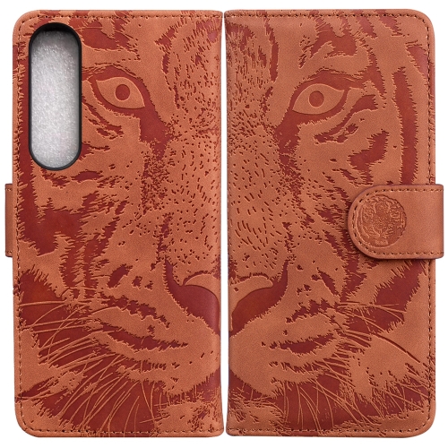 

For Sony Xperia 1 IV 2023 Tiger Embossing Pattern Leather Phone Case(Brown)