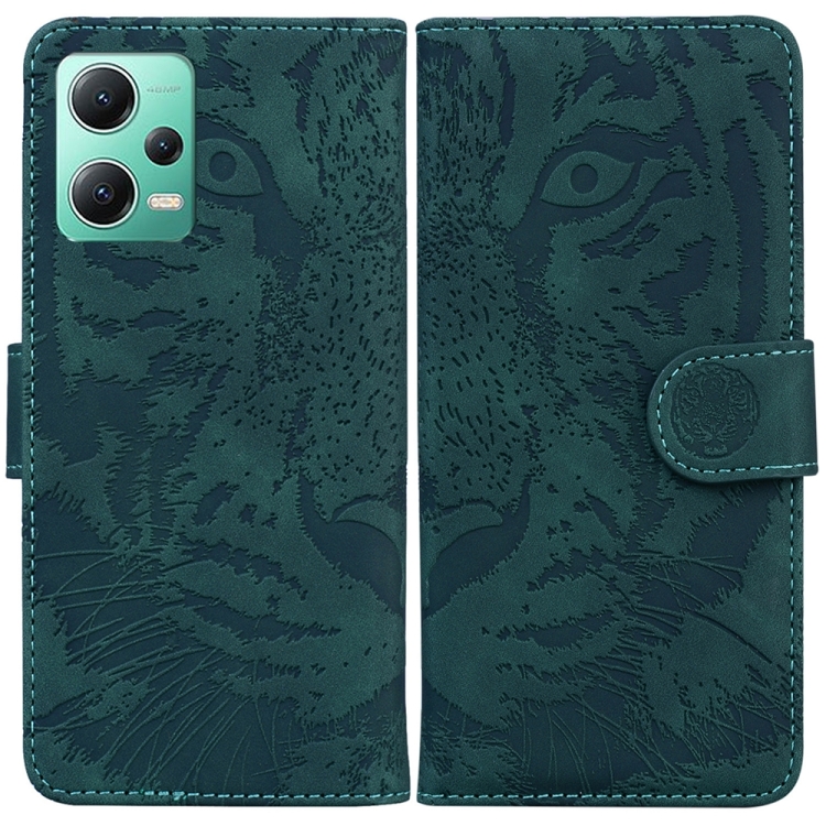 

For Xiaomi Redmi Note 12 5G Tiger Embossing Pattern Leather Phone Case(Green)
