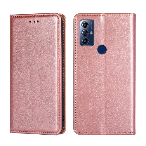 

For Motorola Moto G Play 2023 Gloss Oil Solid Color Magnetic Leather Phone Case(Rose Gold)