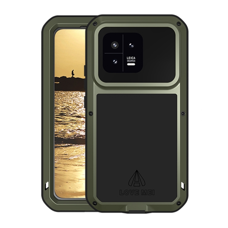 

For Xiaomi 13 LOVE MEI Metal Shockproof Life Waterproof Dustproof Phone Case(Army Green)