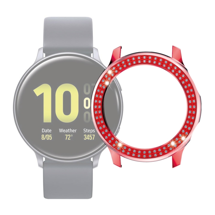 Para Samsung Galaxy Watch Active2 40mm PC Double Row Diamond Funda de reloj  (rojo)