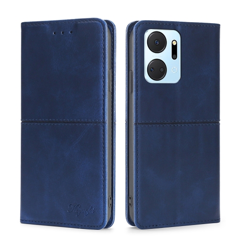 

For Honor X7A Cow Texture Magnetic Horizontal Flip Leather Phone Case(Dark Blue)