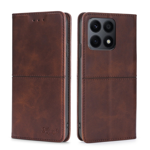 

For Honor X8A Cow Texture Magnetic Horizontal Flip Leather Phone Case(Dark Brown)