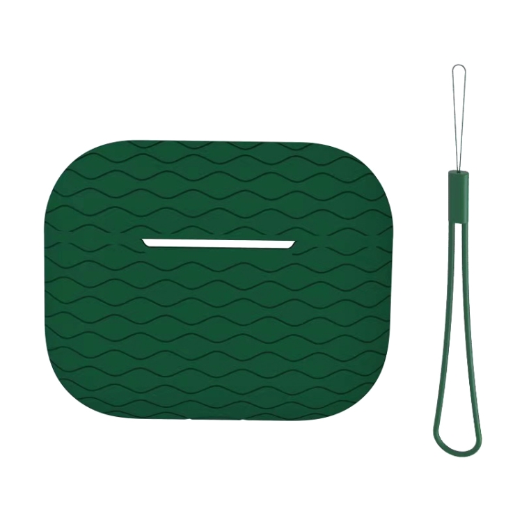 

For AirPods Pro 2 Wave Pattern Silicone Earphone Case(Dark Green)
