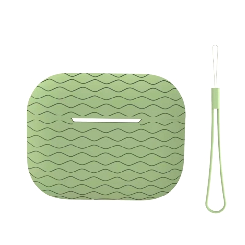 

For AirPods Pro 2 Wave Pattern Silicone Earphone Case(Matcha Green)