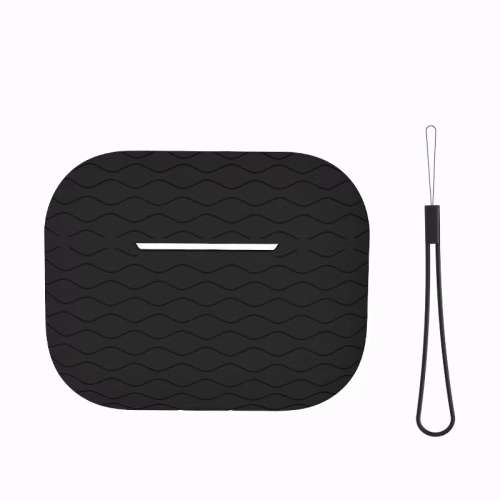

For AirPods Pro 2 Wave Pattern Silicone Earphone Case(Black)
