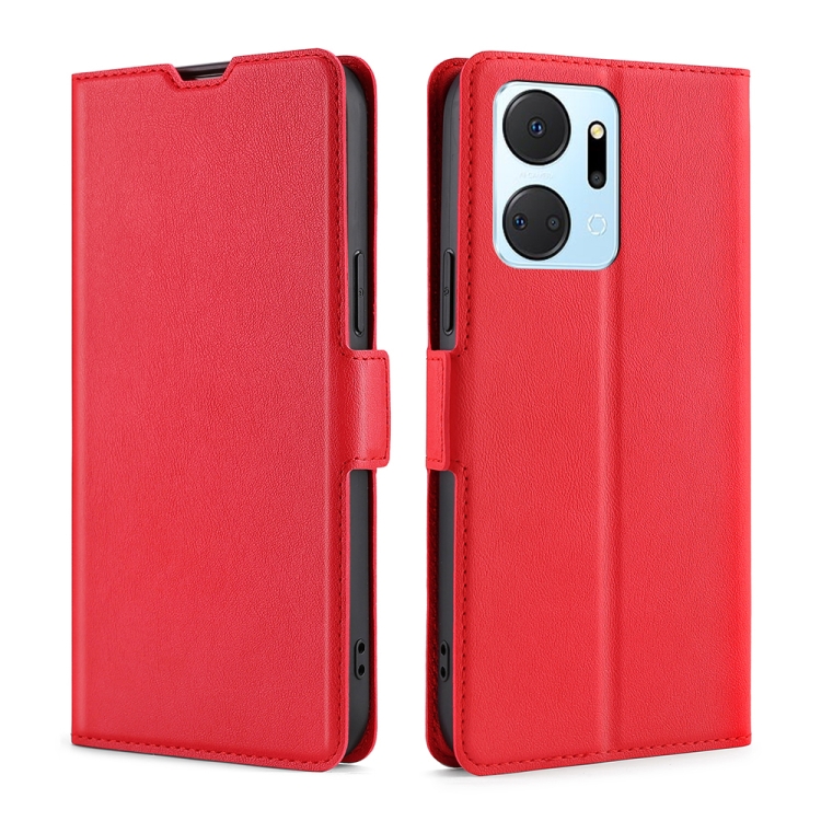 

For Honor X7A Ultra-thin Voltage Side Buckle Horizontal Flip Leather Phone Case(Red)