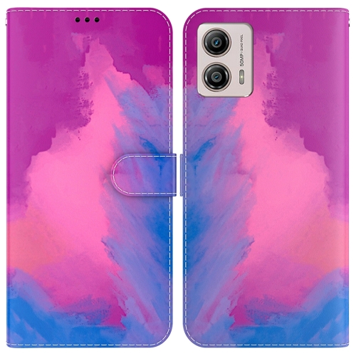 

For Motorola Moto G13 / G23 / G53 Watercolor Pattern Flip Leather Phone Case(Purple Red)