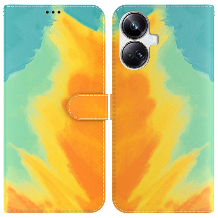 

For Realme 10 Pro+ Watercolor Pattern Flip Leather Phone Case(Autumn Leaf)