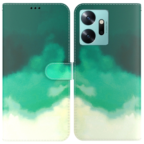 

For Infinix Zero 20 Watercolor Pattern Flip Leather Phone Case(Cyan Green)