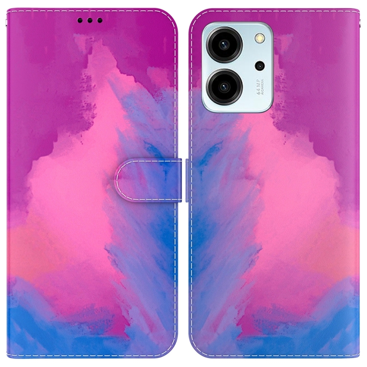 

For Honor 80 SE Watercolor Pattern Flip Leather Phone Case(Purple Red)