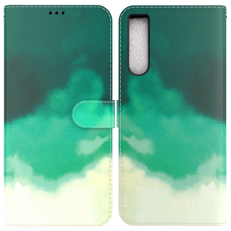 

For Sony Xperia 10 IV 2023 Watercolor Pattern Flip Leather Phone Case(Cyan Green)