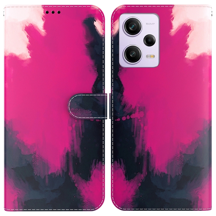 

For Xiaomi Redmi Note 12 Pro Watercolor Pattern Flip Leather Phone Case(Berry)
