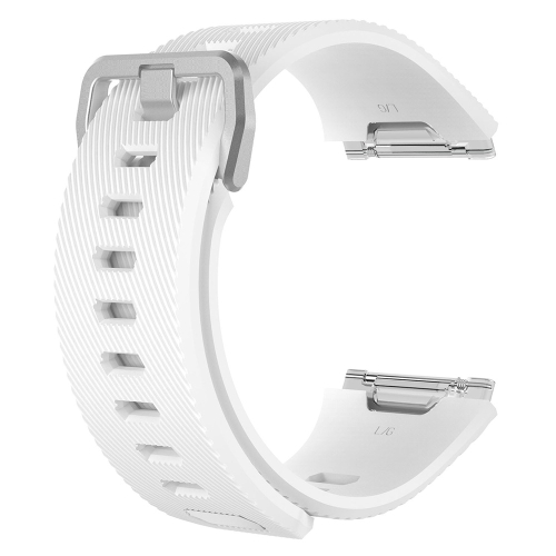 

For Fitbit Ionic Twill Texture Silicone Watch Band with Buckle, Size:L(White)