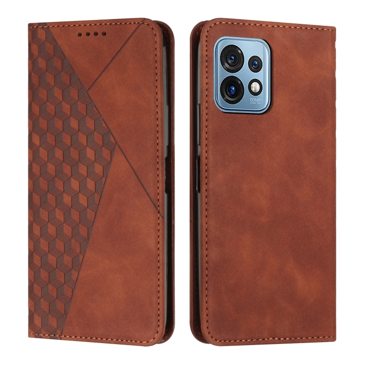 

For Motorola Moto X40/X40 Pro/Edge+ 2023 Diamond Pattern Splicing Skin Feel Magnetic Phone Case(Brown)