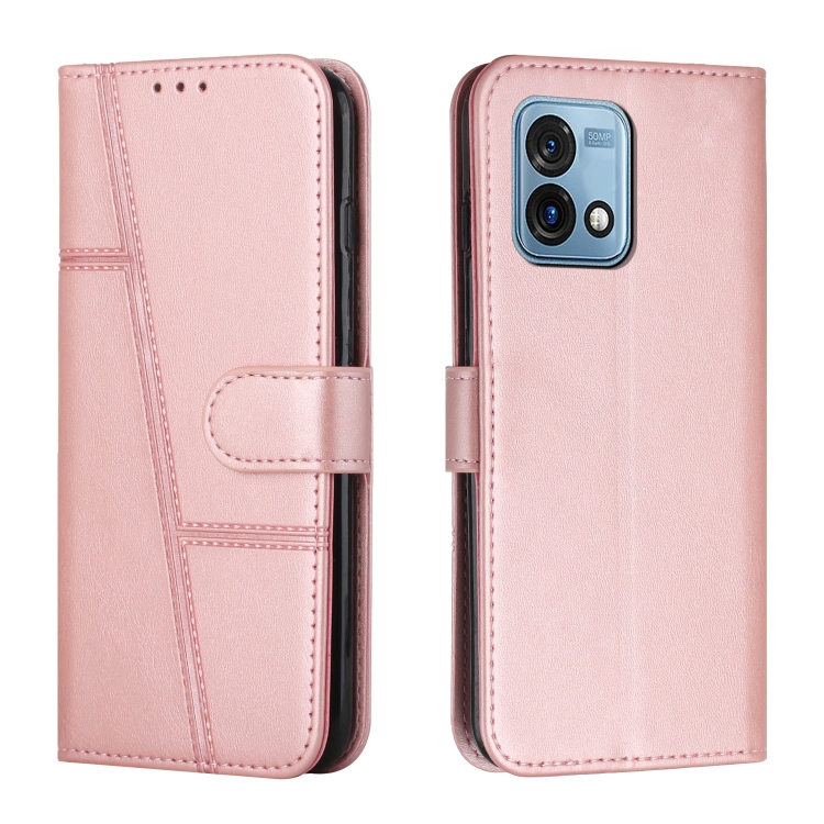 

For Motorola Moto G Stylus 5G 2023 Stitching Calf Texture Buckle Leather Phone Case(Rose Gold)
