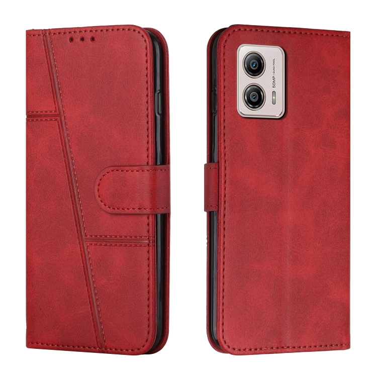 

For Motorola Moto G73 Stitching Calf Texture Buckle Leather Phone Case(Red)