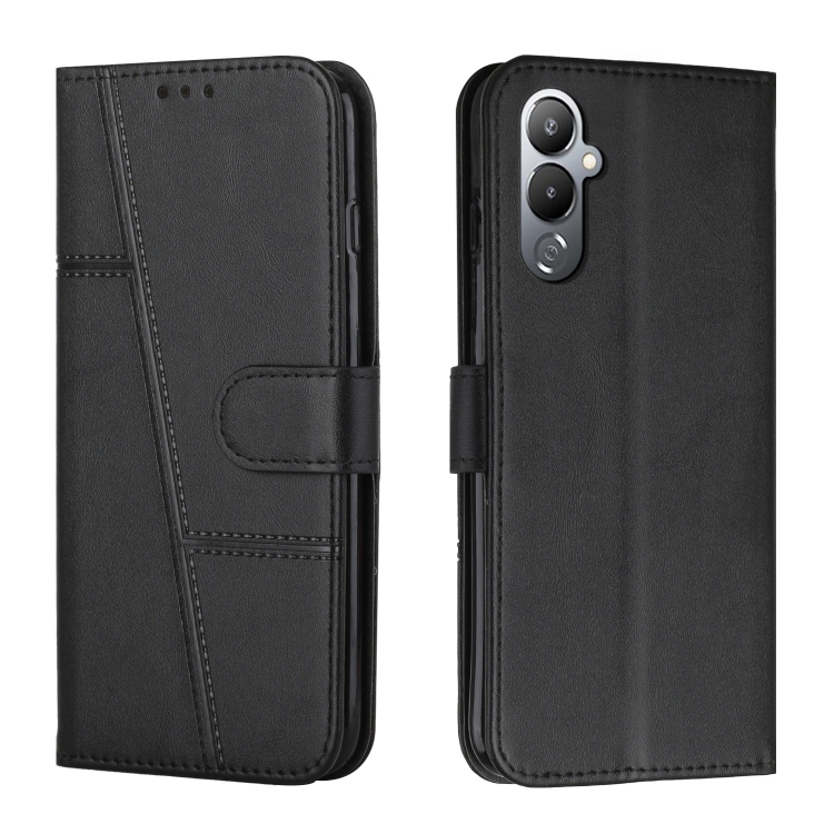 

For Tecno Pova 4 Stitching Calf Texture Buckle Leather Phone Case(Black)