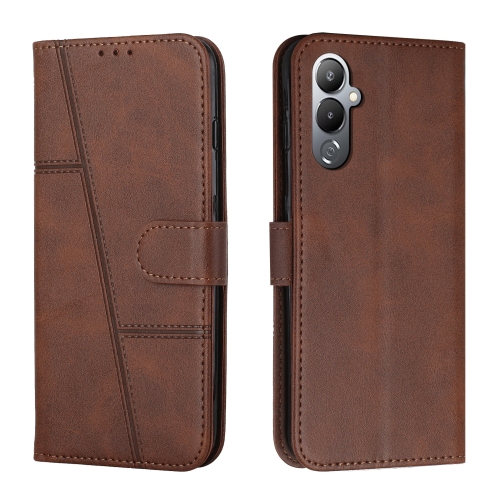 

For Tecno Pova 4 Pro Stitching Calf Texture Buckle Leather Phone Case(Brown)
