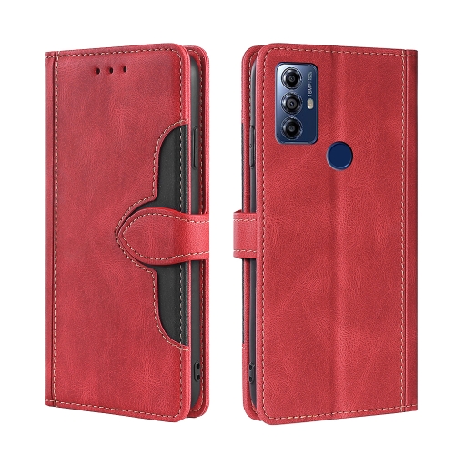 

For Motorola Moto G Play 2023 Skin Feel Magnetic Buckle Leather Phone Case(Red)