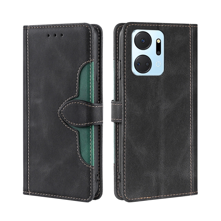 

For Honor X7A Skin Feel Magnetic Buckle Leather Phone Case(Black)