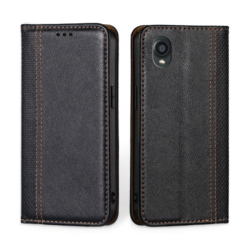 

For Kyocera Digno BX2-Digno SX2-A101KC Grid Texture Magnetic Flip Leather Phone Case(Black)