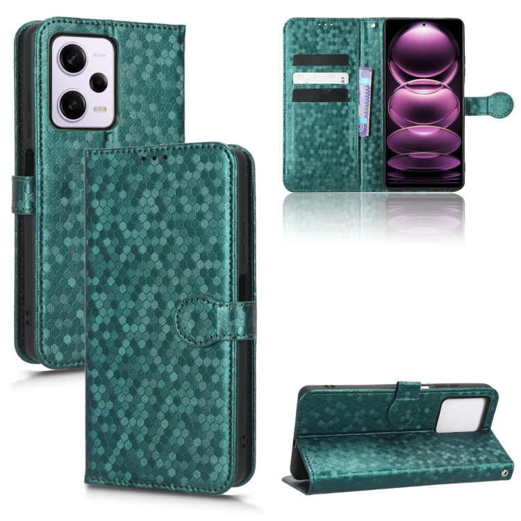 

For Xiaomi Redmi Note12 Pro+ Honeycomb Dot Texture Leather Phone Case(Green)