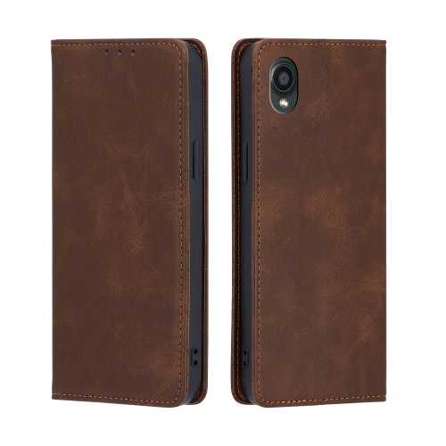 

For Kyocera Digno BX2-Digno SX2-A101KC Skin Feel Magnetic Horizontal Flip Leather Phone Case(Dark Brown)