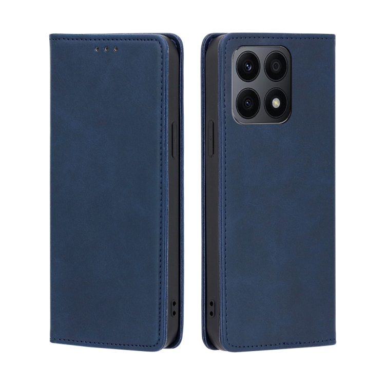 

For Honor X8A Skin Feel Magnetic Horizontal Flip Leather Phone Case(Blue)