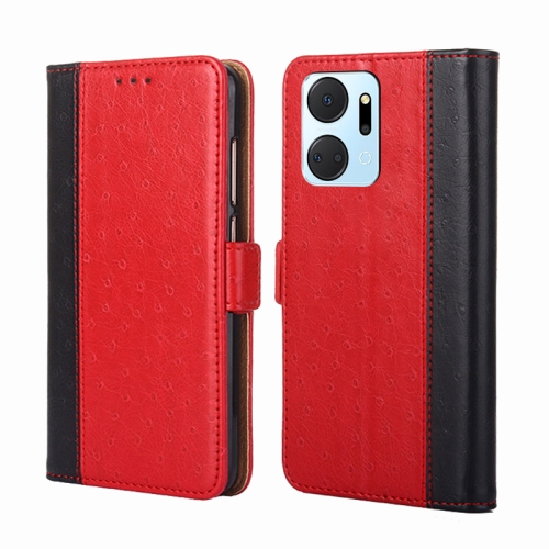 

For Honor X7A Ostrich Texture Horizontal Flip Leather Phone Case(Red)