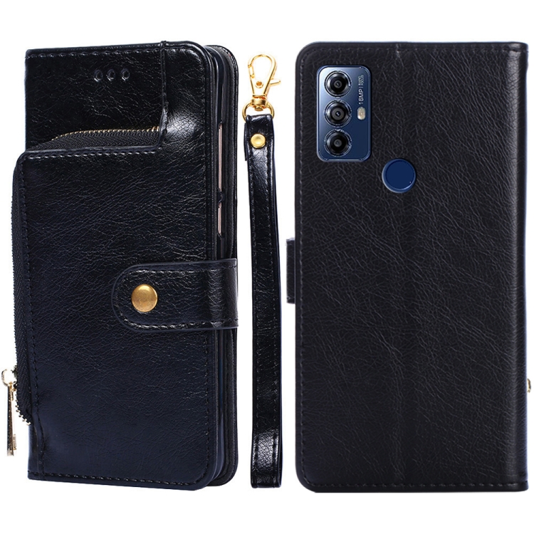 

For Motorola Moto G Play 2023 Zipper Bag Leather Phone Case(Black)
