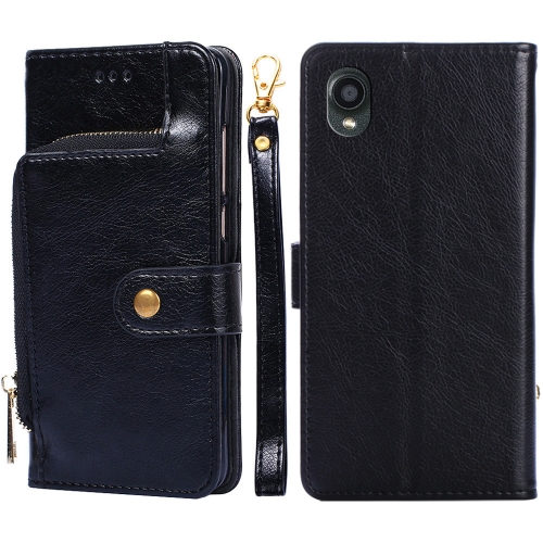 

For Kyocera Digno BX2-Digno SX2-A101KC Zipper Bag Leather Phone Case(Black)