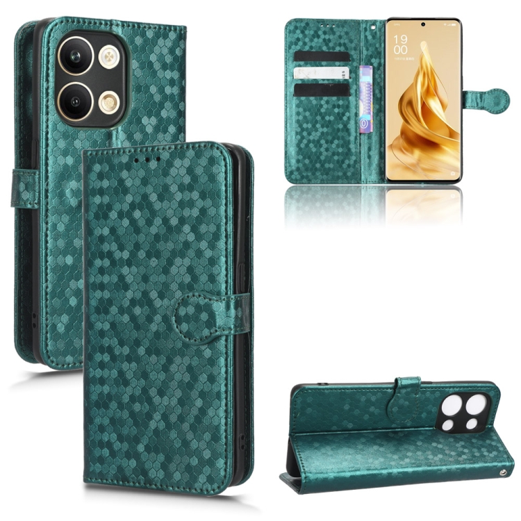 

For OPPO Reno9 Pro Honeycomb Dot Texture Leather Phone Case(Green)